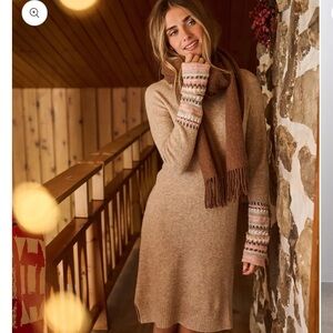 Hatley Oatmeal Knit Dress with Patterned Cuffs